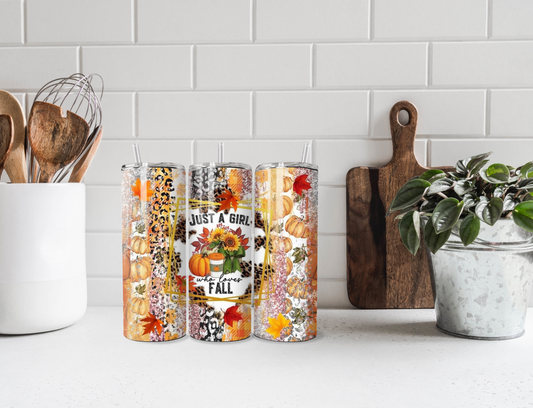 Just a girl - Love Fall Tumbler