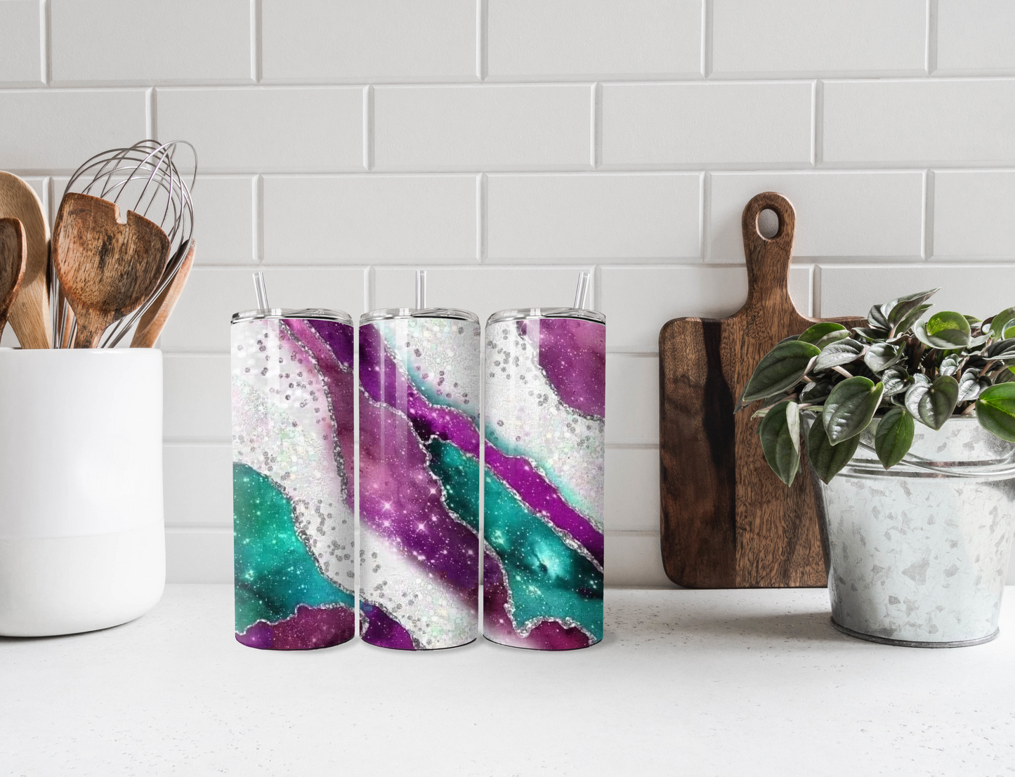 Purple/Green Marble Tumbler