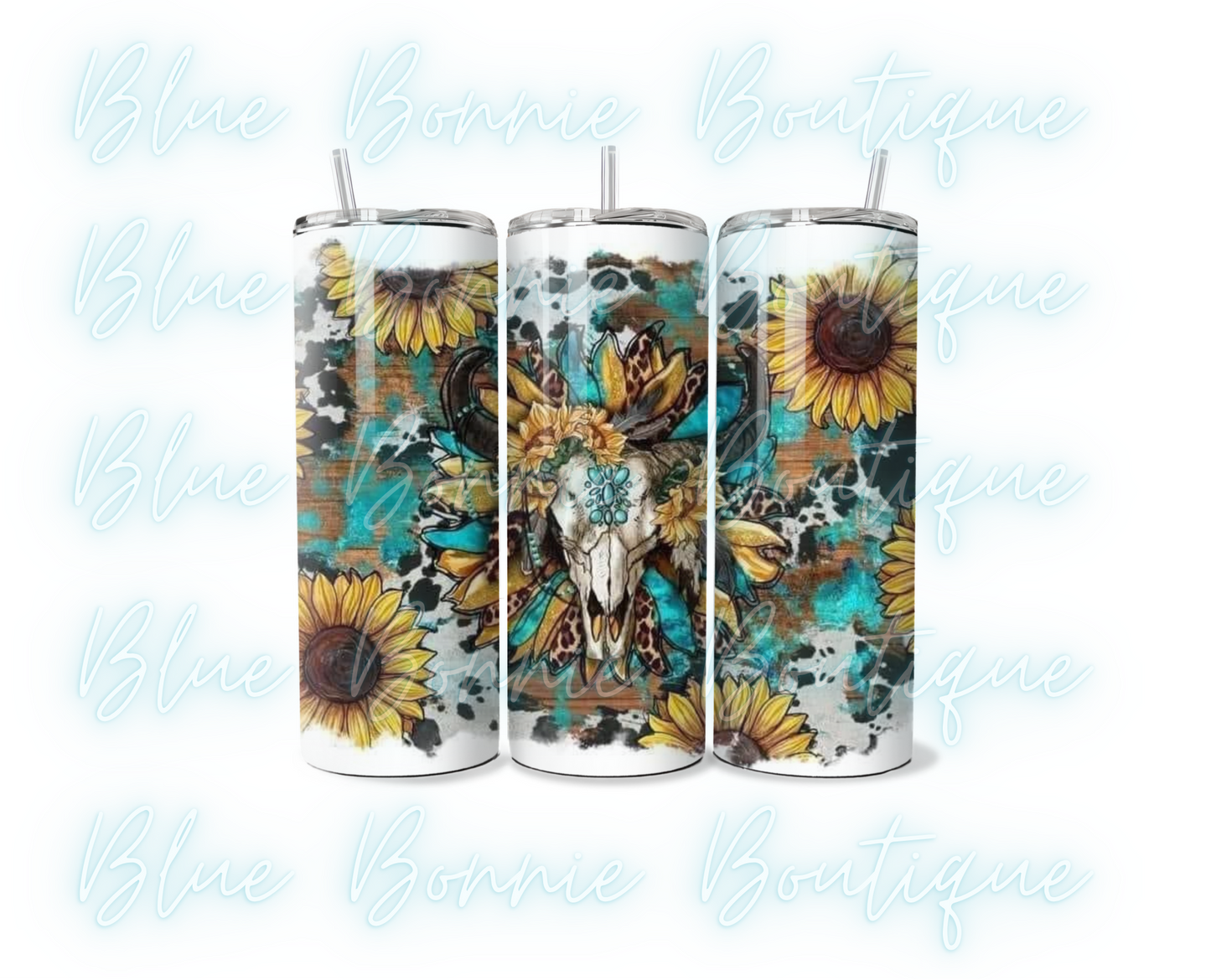 Western Sunflower Skull Tumbler